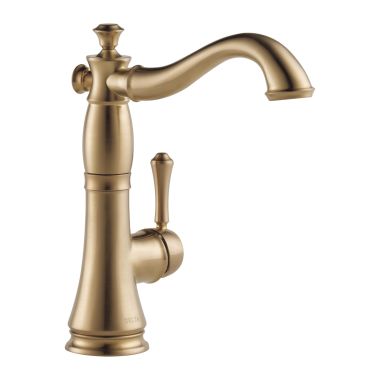 Click here to see Delta 1997LF-CZ Delta Cassidy Single-Handle Deck-Mount Champagne Bronze Bar/Prep Sink Faucet with Ceramic Disc Cartridge, 1.5 GPM, Lever Handle, ADA-Compliant - 1997LF-CZ