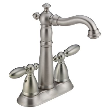 Click here to see Delta 2155-SS-DST Delta Victorian Two Handle Bar/Prep Faucet, Diamond Seal, Stainless - 2155-SS-DST