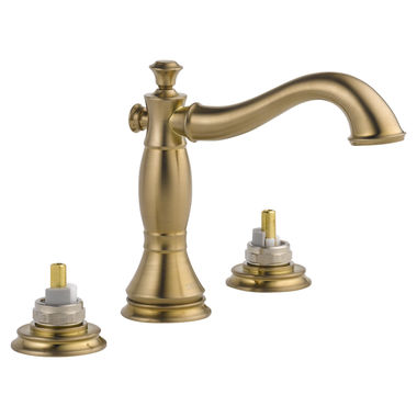 Click here to see Delta 3597LF-CZMPU-LHP Delta Cassidy Hook Spout Champagne Bronze Lavatory Faucet for 6