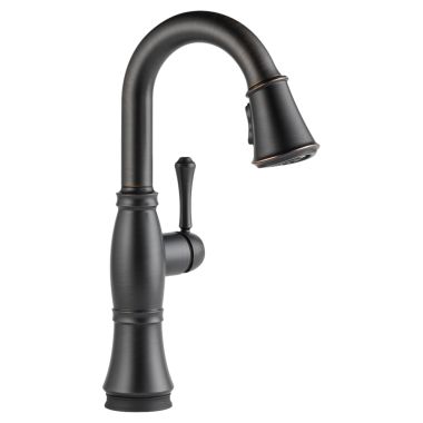Click here to see Delta 9997T-RB-DST Delta Cassidy Touch2O Single-Handle Pull-Down Venetian Bronze Bar/Prep Faucet, 1.8 GPM, Lever Handle, Diamond Seal Technology, Touch-Clean, MagnaTite - 9997T-RB-DST