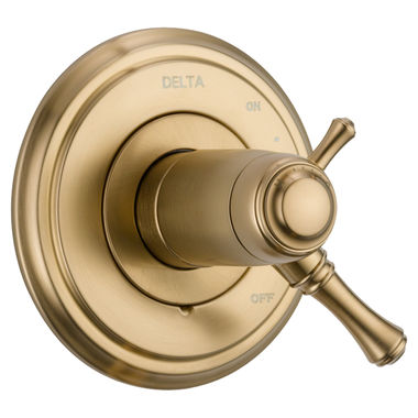 Click here to see Delta T17T097-CZ Delta Cassidy TempAssure 17T Series Two-Handle Valve Trim, Lever Handles, Champagne Bronze - T17T097-CZ