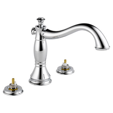 Click here to see Delta T2797-LHP Delta Cassidy Two-Handle Roman Tub Faucet Trim, Hook Spout, Less Handles, Chrome - T2797-LHP