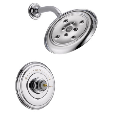 Click here to see Delta T14297-LHP Delta Cassidy Monitor 14 Series H2Okinetic Shower Faucet with Single-Setting Rain Showerhead, 1.75 GPM, Less Handle, Chrome - T14297-LHP