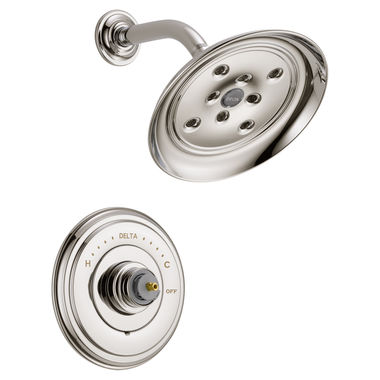 Click here to see Delta T14297-PNLHP Delta Cassidy Monitor 14 Series H2Okinetic Shower Faucet with Single-Setting Rain Showerhead, 1.75 GPM, Less Handle, Polished Nickel - T14297-PNLHP