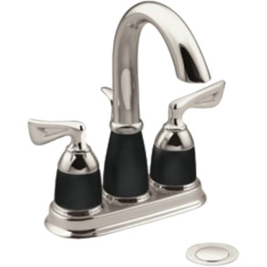 Click here to see Moen 6506NLBL Moen 6506Nlbl Nickel & Matte Black Asceri Two Handle Lavatory Faucet