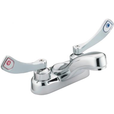 Click here to see Moen 8215F05 Moen M-Dura Chrome Commercial Lavatory High Arc Faucet with Wrist Blade Handles, 2.2 GPM - 8215F05 
