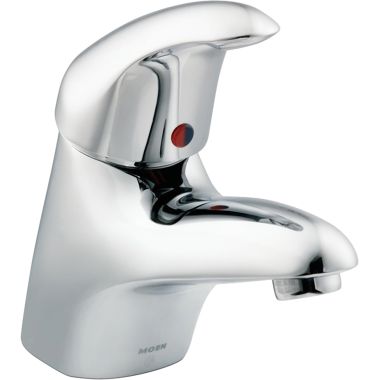 Click here to see Moen 8417F05 Moen 8417F05 M-Dura One-Handle Lavatory Faucet, Less Drain, 1 Hole, 0.5 gpm, Chrome