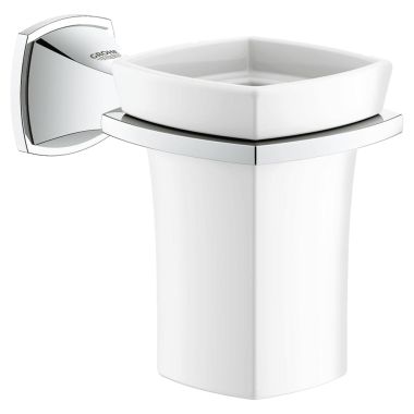 Click here to see Grohe 40626000 GROHE 40626000 Grandera Holder with Ceramic Tumbler, Starlight Chrome