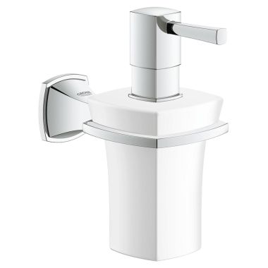Click here to see Grohe 40627000 GROHE 40627000 Grandera Holder with Ceramic Soap Dispenser, Starlight Chrome