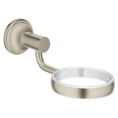 Click here to see Grohe 40652EN0 GROHE 40652EN0 Essentials Authentic Glass/Dish Holder, Brushed Nickel