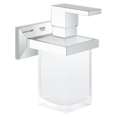 Click here to see Grohe 40494000 GROHE Allure Brilliant Wall Mount Soap Dispenser and Holder, Square, Glass/Metal, Starlight Chrome - 40494000