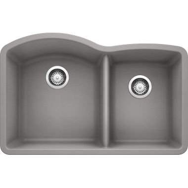 Click here to see Blanco 440178 Blanco 440178 Diamond Silgranit II 60/40 Double Bowl Undermount Sink, Metallic Gray