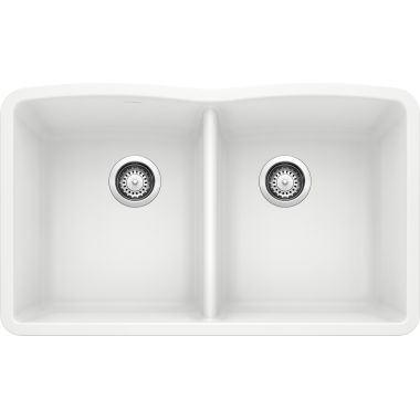 Click here to see Blanco 440185 Blanco 440185 Diamond White Equal Double Bowl Undermount Sink