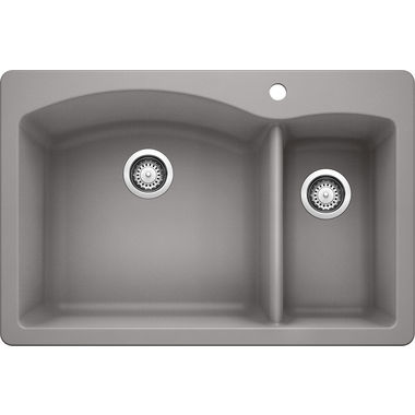 Click here to see Blanco 440198 Blanco 440198 Diamond Metallic Gray 1-1/2 Bowl Dual-Mount Sink