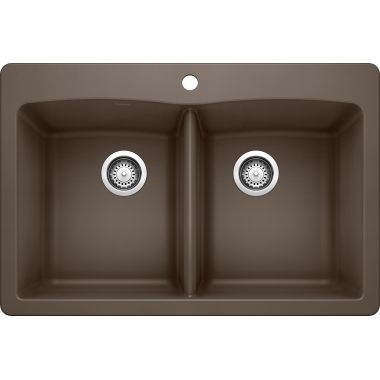 Click here to see Blanco 440218 Blanco 440218 Diamond Silgranit Dual Mount Equal Double-Bowl Sink (Cafe Brown)