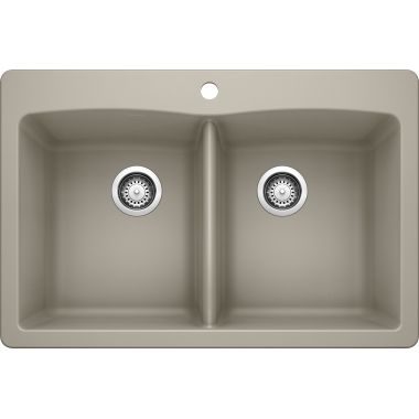 Click here to see Blanco 441285 Blanco 441285 Diamond Silgranit Dual Mount Equal Double-Bowl Sink (Truffle)
