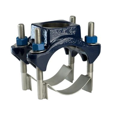 Click here to see JCM Industries 406-0480X14IP Stainless Steel Double Strap Saddle, 4in x 2in