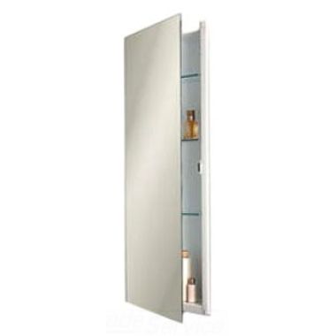 Click here to see Jensen 663BC Jensen Low Profile White 36in Recessed Medicine Cabinet with Frameless Mirror, Piano Hinge, Adjustable Glass Shelves - 663BC 