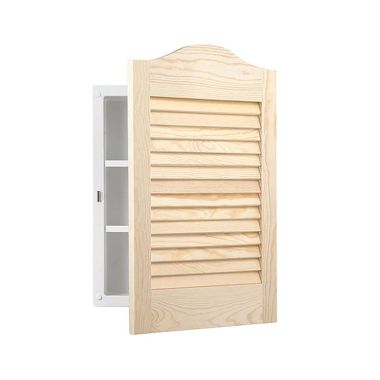 Click here to see Jensen 605ADJ Jensen White Medicine Cabinet with Unfinished Louver Door, Right-Hand Door Swing, Adjustable Plate - 605ADJ  