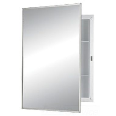 Click here to see Jensen 781021 Jensen Builder Series 16in Width x 22in Height Recess Mount Cabinet with Stainless Mirror Frame - 781021