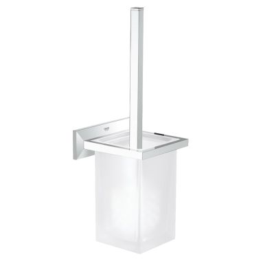 Click here to see Grohe 40500000 GROHE Allure Brilliant Square Toilet Brush with Wall Mount Holder, Long-Life Finish, StarLight Chrome - 40500000