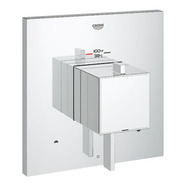 Click here to see Grohe 19927000 Grohe GrohFlex Cosmo Square Thermostatic 2-Function Valve Trim, Lever Handle, StarLight Chrome - 19927000