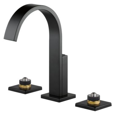 Click here to see Brizo 65380LF-BLLHP Brizo Siderna Two-Handle Widespread Matte Black Bathroom Faucet with Metal Pop-Up, 1.5 GPM, Three-Hole, Less Handles - 65380LF-BLLHP