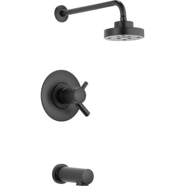 Click here to see Brizo T60475-BL Brizo Odin TempAssure Thermostatic Tub/Shower Faucet with H2Okinetic Rain Showerhead, 1.75 GPM, Two-Handle, ADA, Matte Black - T60475-BL