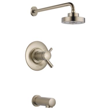 Click here to see Brizo T60475-BN Brizo Odin TempAssure Thermostatic Tub/Shower Faucet with H2Okinetic Rain Showerhead, 1.75 GPM, Two-Handle, ADA, Brilliance Brushed Nickel - T60475-BN