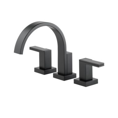 Click here to see Brizo T67380-BLLHP Brizo Siderna Two-Handle Deck-Mount Roman Tub Faucet Trim, 3-Hole, Less Handles, Matte Black - T67380-BLLHP