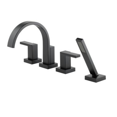 Click here to see Brizo T67480-BLLHP Brizo Siderna Two-Handle Roman Tub Faucet Trim with 1.75 GPM Hand Shower, 4-Hole, Less Handles, Matte Black - T67480-BLLHP