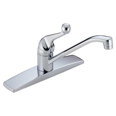 Click here to see Delta 100LF-WF Delta Classic Single Handle Kitchen Faucet w/ Escutcheon, Chrome - 100LF-WF