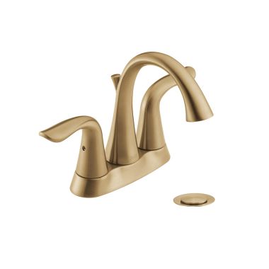 Click here to see Delta 2538-CZMPU-DST Delta Lahara Two-Handle Centerset Bathroom Faucet with Metal Pop-Up, DIAMOND Seal, Lever Handles, 1.2 GPM, Champagne Bronze - 2538-CZMPU-DST