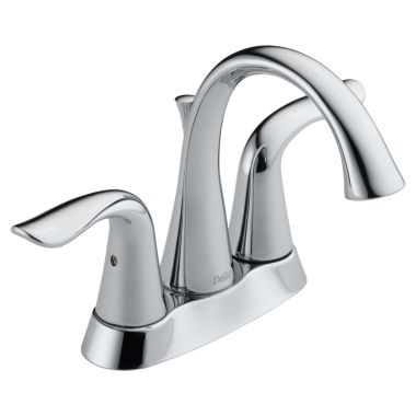 Click here to see Delta 2538-TP-DST Delta Lahara Two-Handle Centerset Bathroom Faucet with Drain, DIAMOND Seal, Tract-Pack, Lever Handles, 1.2 GPM, Chrome - 2538-TP-DST