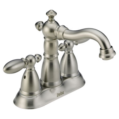 Click here to see Delta 2555-SSMPU-DST Delta Victorian Hook Spout Stainless Lavatory Faucet for 4