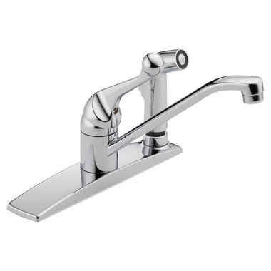 Click here to see Delta 300LF-WF Delta Classic Single Handle Kitchen Faucet w/ Side Spray in Deck Plate, Chrome - 300LF-WF
