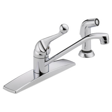 Click here to see Delta 400LF-WF Delta Classic Single Handle Kitchen Faucet w/ Side Spray, Chrome - 400LF-WF