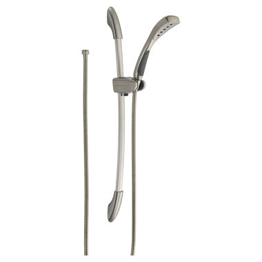 Click here to see Delta 51105-SS Delta Single-Setting Slide Bar Hand Shower with H2Okinetic Technology, WaterSense Certified, Stainless Steel - 51105-SS