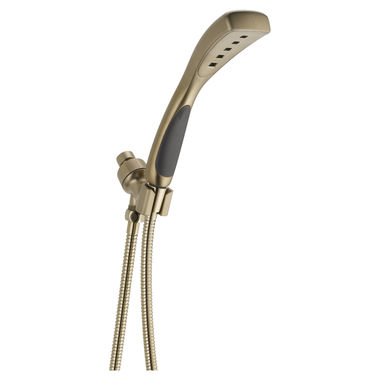 Click here to see Delta 54411-CZ-PK Delta Single-Setting H2Okinetic ABS Hand Shower with Shower Mount and 60in Metal Stretchable Hose, 2.0 GPM, Champagne Bronze - 54411-CZ-PK