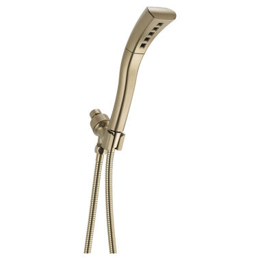 Click here to see Delta 54421-CZ-PK Delta H2Okinetic Single-Setting Wall-Mount Hand Shower with Metal Stretchable Hose, 1.75 GPM, Dual-Check Valves, Lumicoat Champagne Bronze - 54421-CZ-PK