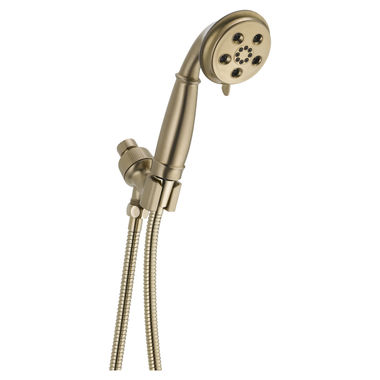 Click here to see Delta 54433-CZ-PK Delta H2Okinetic 3-Setting Hand Shower with Adjustable Shower Mount and Stretchable Metal Hose, 1.75 GPM, WaterSense, Brilliance Champagne Bronze - 54433-CZ-PK