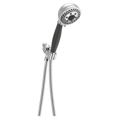 Click here to see Delta 54445-PK Delta H2Okinetic 5-Setting Hand Shower with Adjustable Shower Mount and Stretchable Metal Hose, 1.75 GPM, Dual-Check Valves, Chrome - 54445-PK