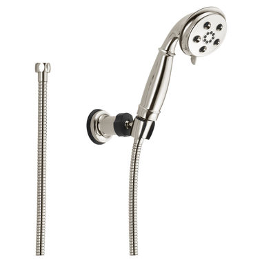 Click here to see Delta 55433-PN Delta Universal Showering H2Okinetic Three-Setting Wall Mount Hand Shower, 1.75 GPM, Polished Nickel - 55433-PN