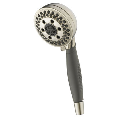 Click here to see Delta 59445-SS-PK Delta H2Okinetic Five-Setting Touch-Clean ADA Handheld Shower for 51559, 55445, and 54445-PK Wall-Mount Hand Showers, 1.75 GPM, Stainless - 59445-SS-PK