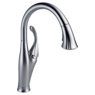 Click here to see Delta 9192-AR-DST Delta Addison Single Handle Pull-Down Kitchen Faucet, Arctic Stainless - 9192-AR-DST