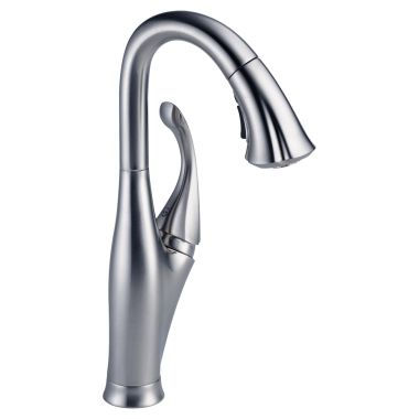 Click here to see Delta 9992-AR-DST Delta Addison Touch2O Single Handle Pull-Down Bar/Prep Faucet, Arctic Stainless - 9992-AR-DST