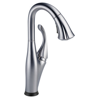 Click here to see Delta 9992T-AR-DST Delta Addison Touch2O Single Handle Pull-Down Bar/Prep Faucet, Arctic Stainless - 9992T-AR-DST