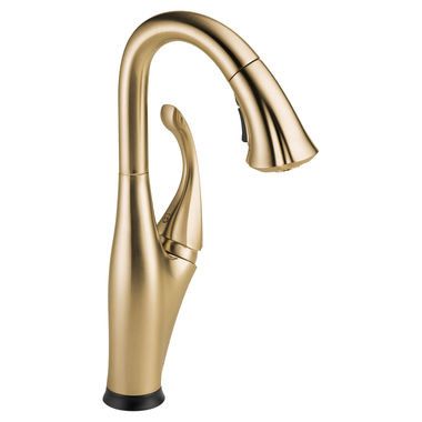 Click here to see Delta 9992T-CZ-DST Delta Addison Touch2O Single Handle Pull-Down Bar/Prep Faucet, Champagne Bronze - 9992T-CZ-DST