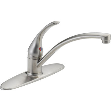 Click here to see Delta B1310LF-SS  Delta Foundations Single Handle Kitchen Faucet, Stainless Steel - B1310LF–SS