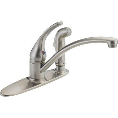 Click here to see Delta B3310LF-SS Delta B3310LF–SS Foundations Series Single–Handle Kitchen Faucet – Side Spray